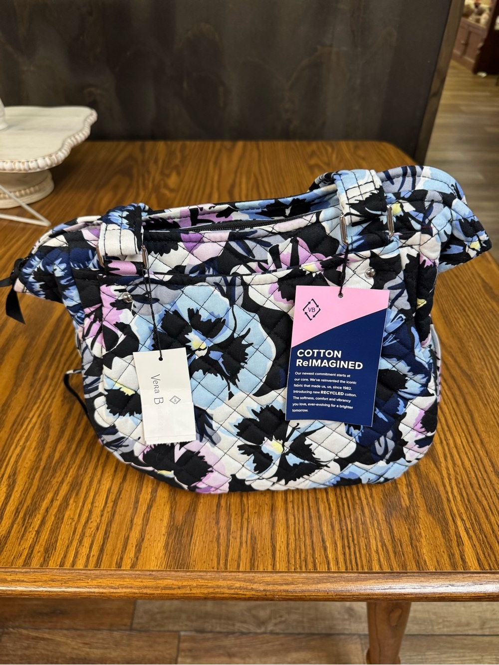 Vera Bradley Quilted Shoulder Bag - Blue, Purple, Black, White